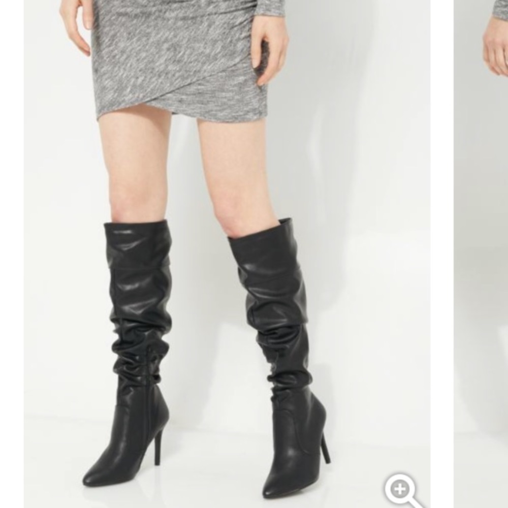 Scrunched faux leather boots
